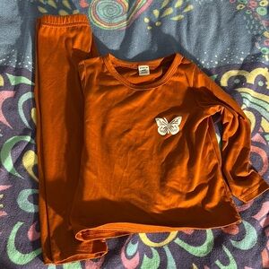 Orange Butterfly Pajama Set